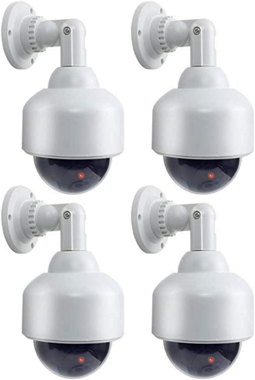 Professionelle Speed Dome Überwachungskamera Attrappe mit Objektiv, Blink LED und Warnaufkleber - Neu