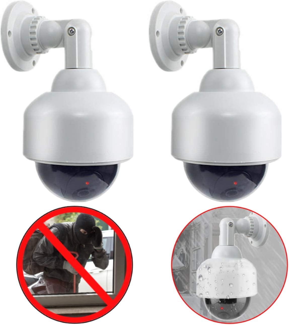 Professionelle Speed Dome Überwachungskamera Attrappe mit Objektiv, Blink LED und Warnaufkleber - Neu