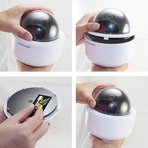 Professionelle Speed Dome Überwachungskamera Attrappe mit Objektiv, Blink LED und Warnaufkleber - Neu