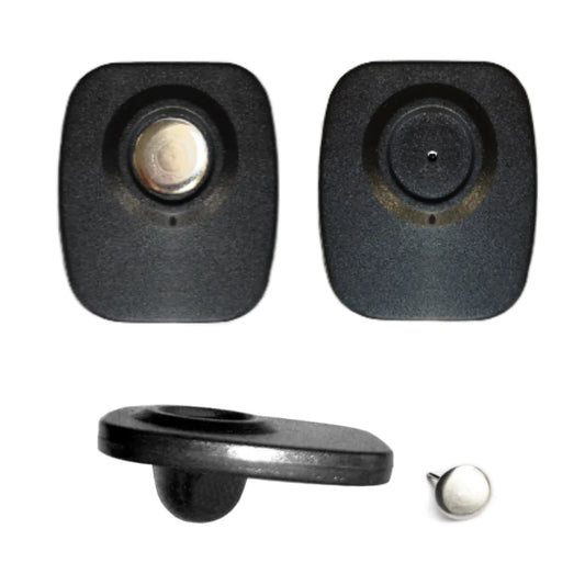 500 Sicherungsetiketten Hartetiketten Warensicherungsetiketten RF 8,2 MHz Mini schwarz mit Nadel - Neu