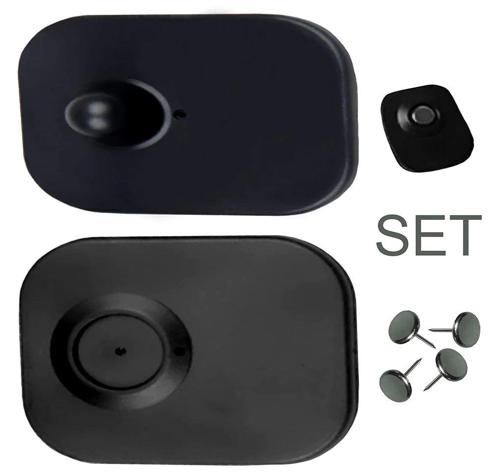 500 Sicherungsetiketten Hartetiketten Warensicherungsetiketten RF 8,2 MHz Mini schwarz mit Nadel - Neu