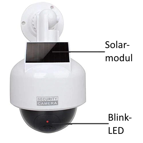 Solar Speed-Dome-Kamera-Attrappe mit Objektiv, Blink-LED, Befestigungsmaterial sehr realistisch verarbeitet - Neu