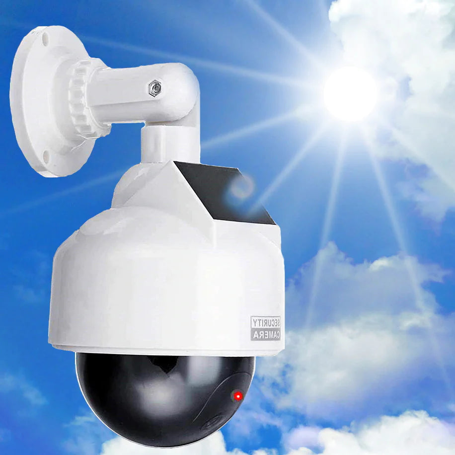 Solar Speed-Dome-Kamera-Attrappe mit Objektiv, Blink-LED, Befestigungsmaterial sehr realistisch verarbeitet - Neu