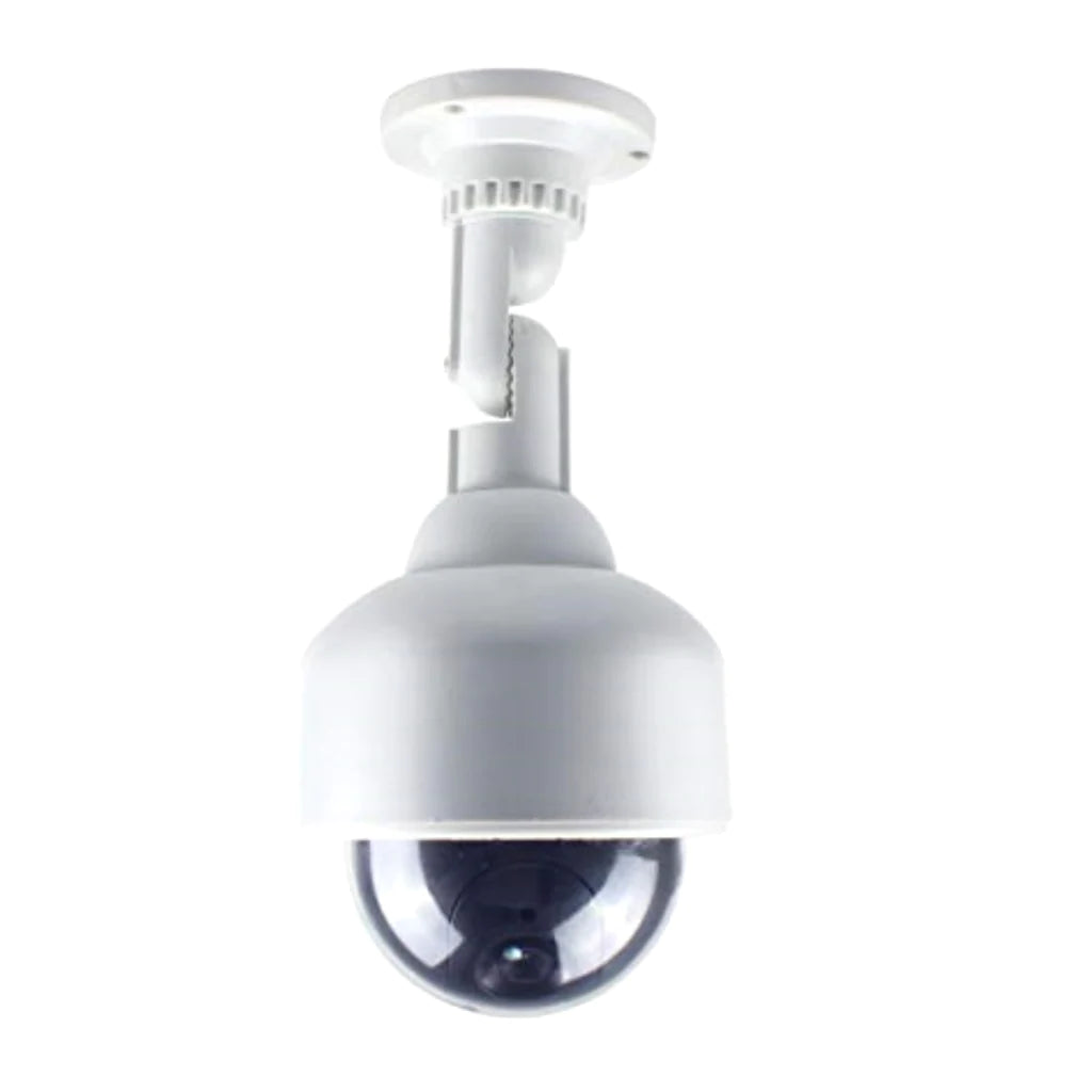 Professionelle Speed Dome Überwachungskamera Attrappe mit Objektiv, Blink LED und Warnaufkleber - Neu