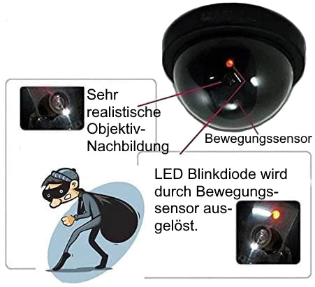Dome - Überwachungskamera Dummy Sehr realistisch mit Blink-LED - Neu